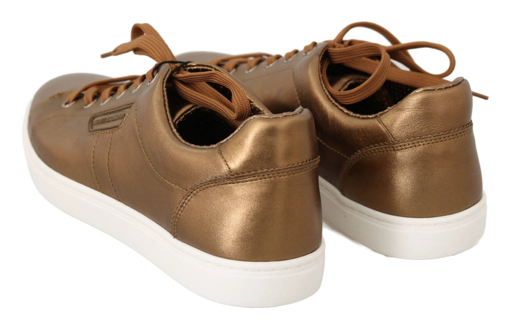Dolce & Gabbana Gold Leather Mens Casual Sneakers by Dolce & Gabbana