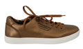 Dolce & Gabbana Gold Leather Mens Casual Sneakers by Dolce & Gabbana