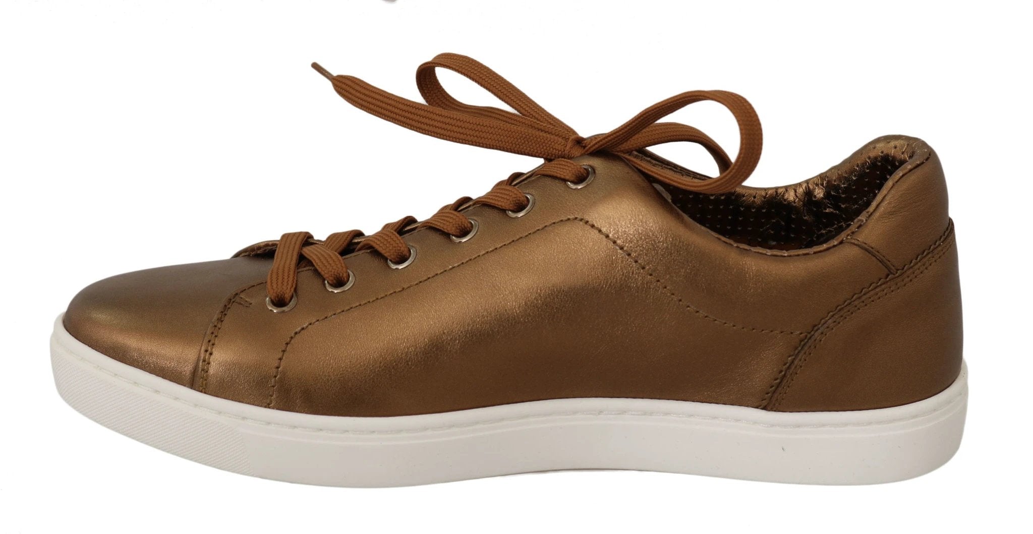 Dolce & Gabbana Gold Leather Mens Casual Sneakers by Dolce & Gabbana