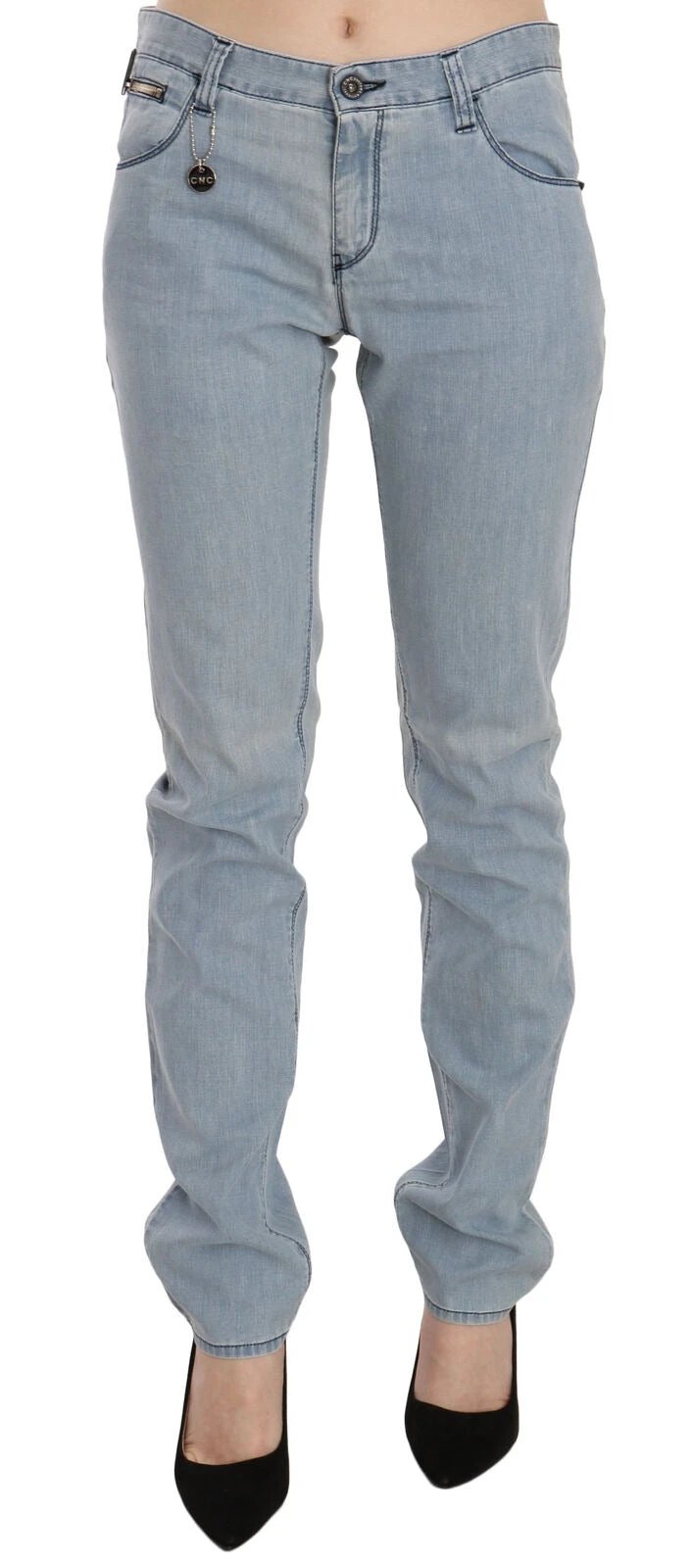 Costume National Light Blue Mid Waist Skinny Denim Jeans by Costume National