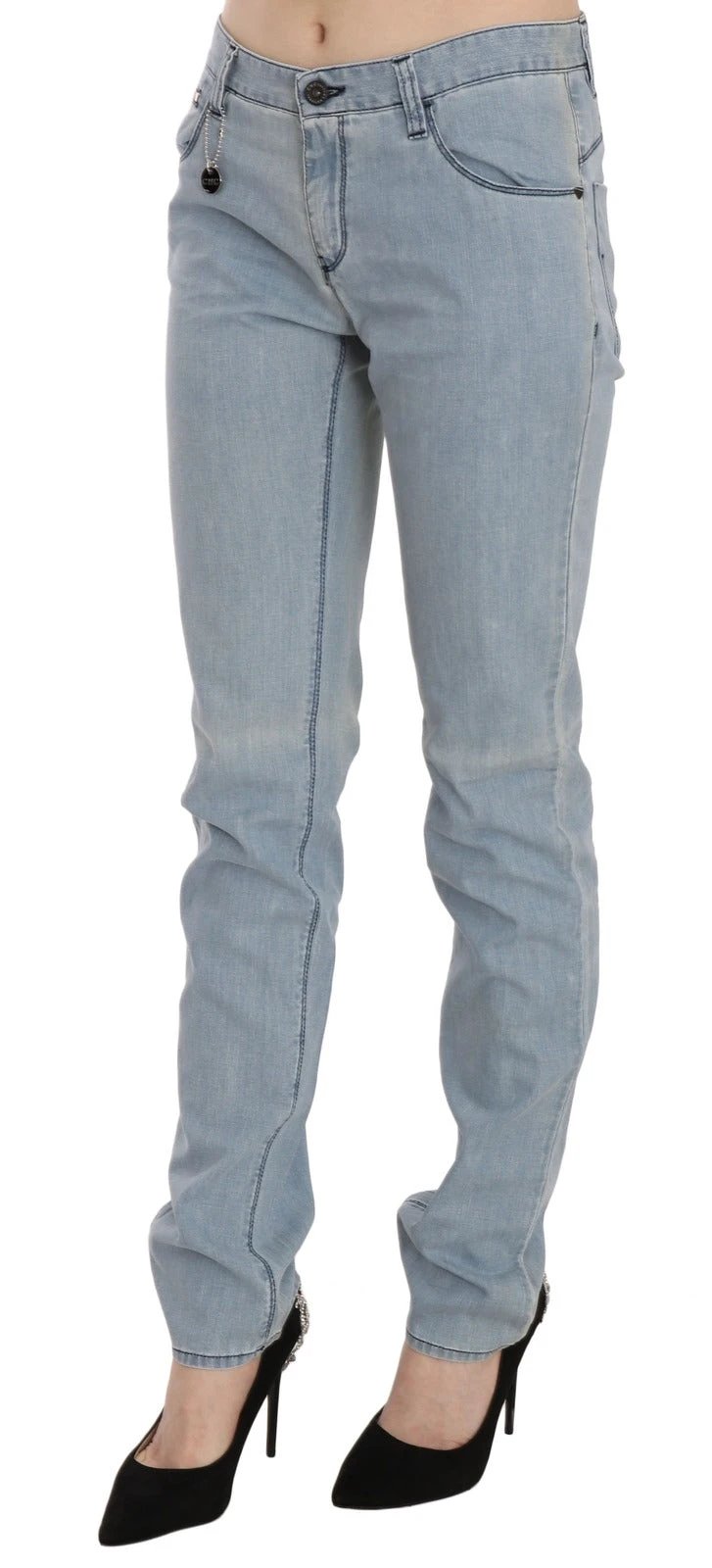 Costume National Light Blue Mid Waist Skinny Denim Jeans by Costume National