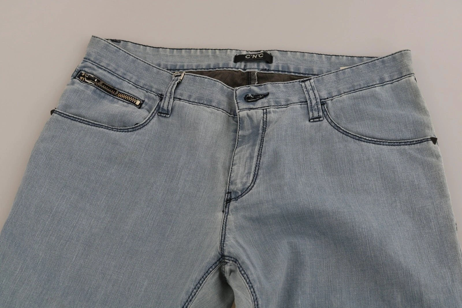 Costume National Light Blue Mid Waist Skinny Denim Jeans by Costume National