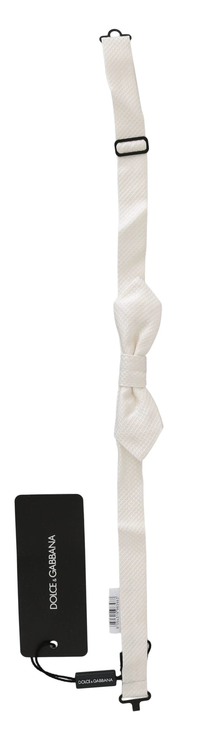 Dolce & Gabbana White 100% Silk Slim Adjustable Neck Papillon Men Tie by Dolce & Gabbana