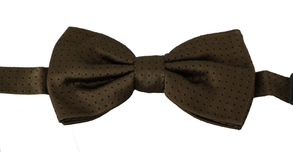 Dolce & Gabbana Brown Polka Dots Silk Adjustable Neck Papillon Men Bow Tie by Dolce & Gabbana