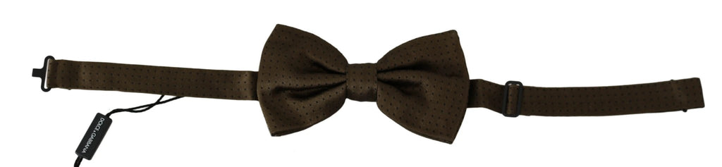 Dolce & Gabbana Brown Polka Dots Silk Adjustable Neck Papillon Men Bow Tie by Dolce & Gabbana