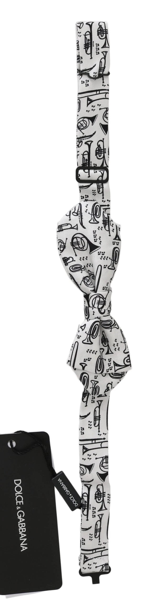 Dolce & Gabbana White Instruments Adjustable Neck Papillon Men Bow Tie by Dolce & Gabbana