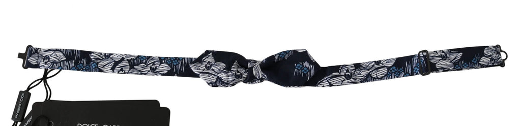 Dolce & Gabbana Navy Blue Floral Slim Adjustable Neck Papillon Men Bow Tie by Dolce & Gabbana