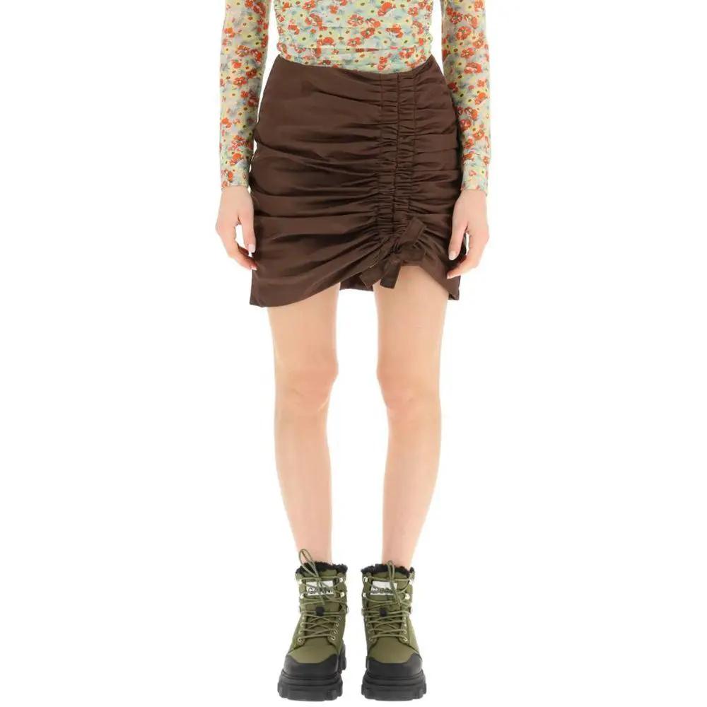 Women’s Brown Mini Skirt – Ganni Nylon Style Mini Skirt
