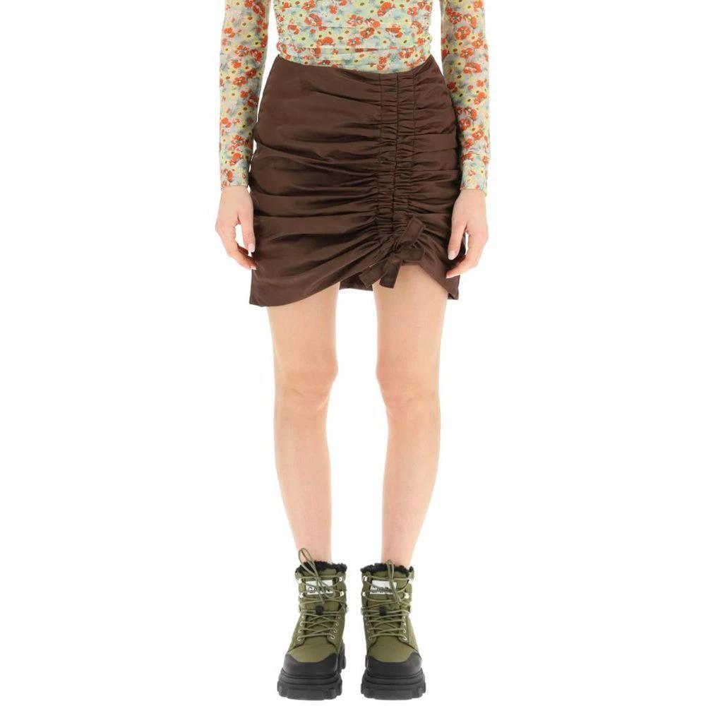 Ganni Brown Acetate Mini Skirt by Ganni