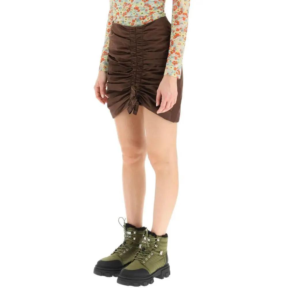 Women’s Brown Mini Skirt – Ganni Nylon Style Mini Skirt