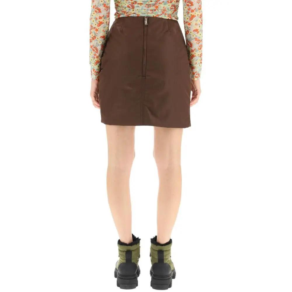 Women’s Brown Mini Skirt – Ganni Nylon Style Mini Skirt