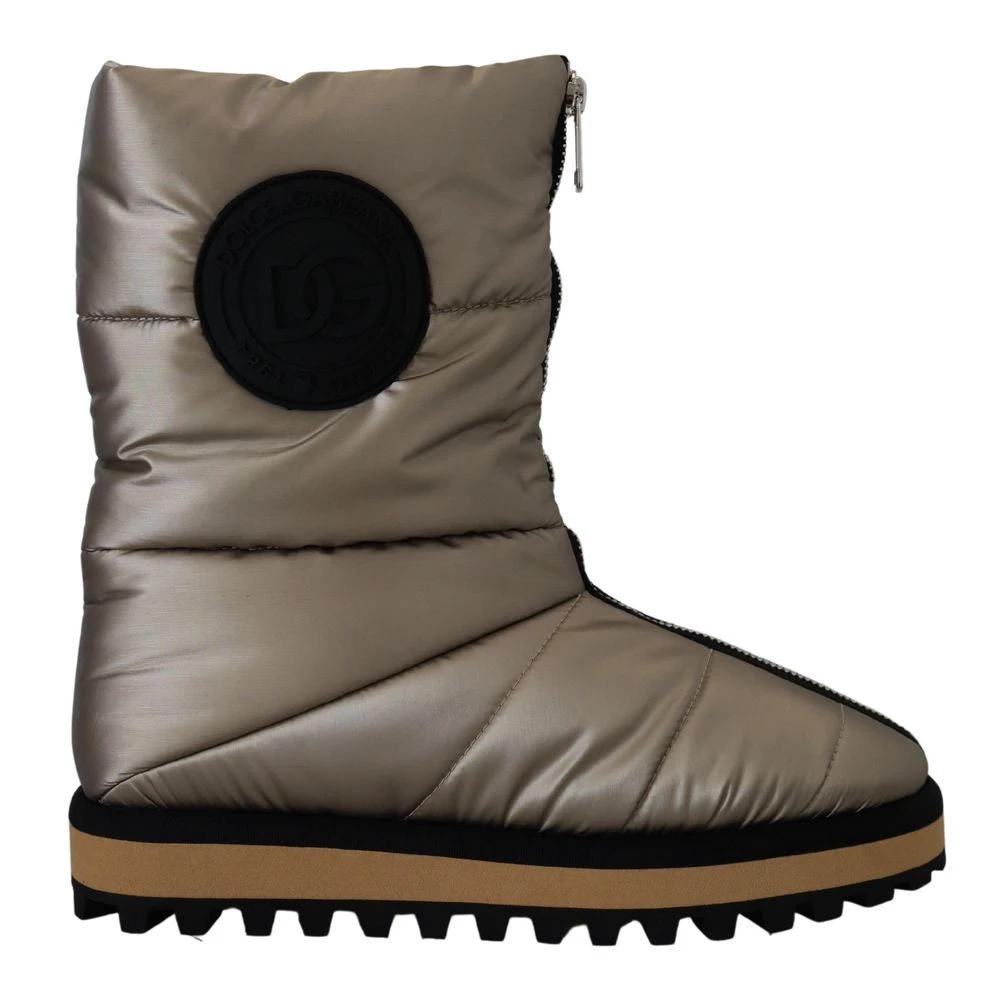 Dolce & Gabbana Silver Polyester Ankle Boots by Dolce & Gabbana