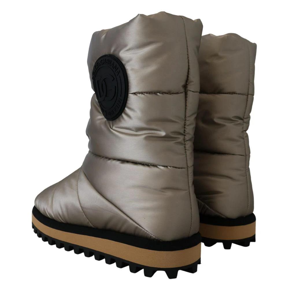 Dolce & Gabbana Silver Polyester Ankle Boots by Dolce & Gabbana