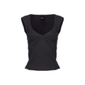 Women’s Black Sleeveless Top – Pinko Viscose Blend Zip Designer T-Shirt