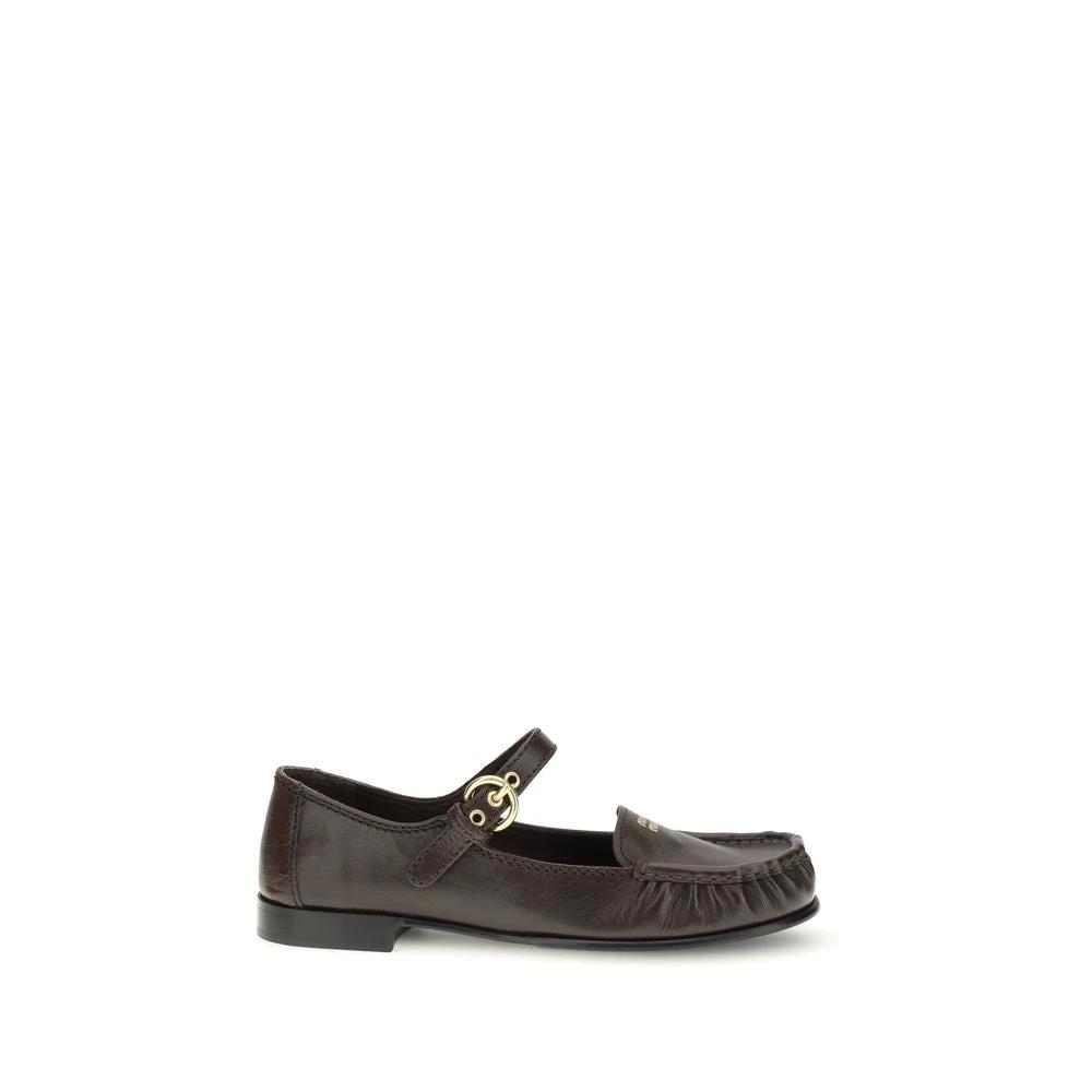 Miu Miu Brown Calf Leather Bos Taurus Slip-On Loafers by Miu Miu
