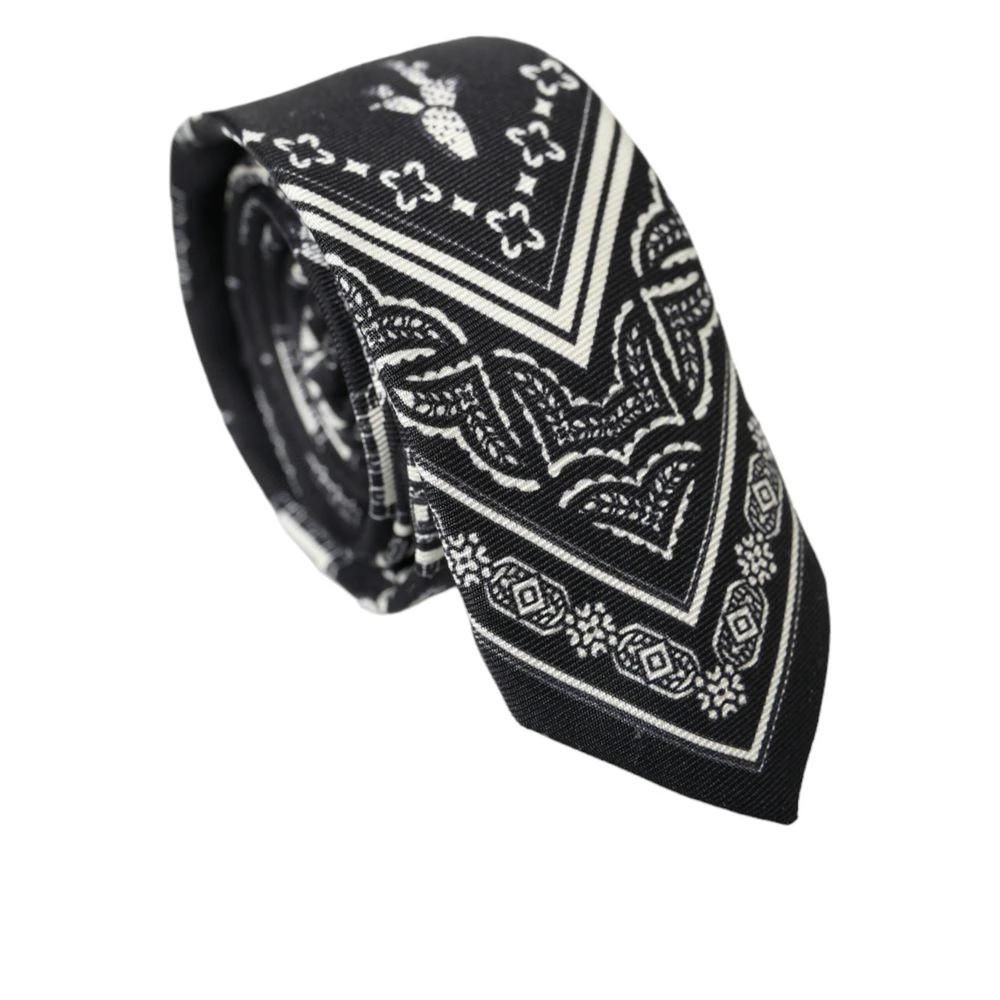 Dolce & Gabbana Black And White Silk Tie by Dolce & Gabbana