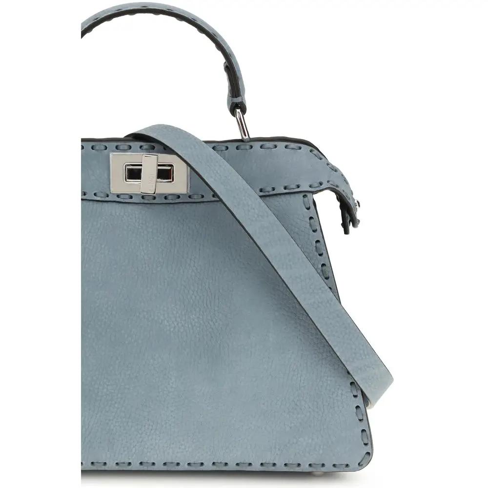 Sac à main Fendi Bos Taurus en cuir de veau bleu