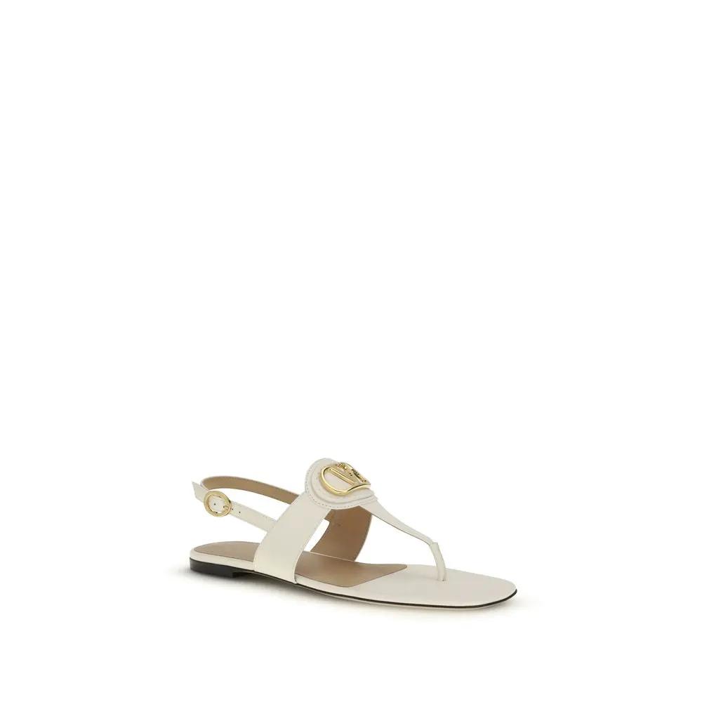 Sandales plates Valentino Garavani Bos Taurus en cuir de veau beige