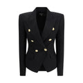 Women’s Black Wool Tailored Jacket – Balmain Double-Breasted Slim Blazer SS26