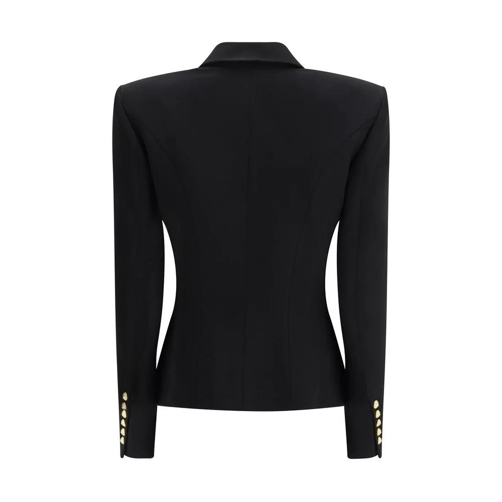 Women’s Black Wool Tailored Jacket – Balmain Double-Breasted Slim Blazer SS26