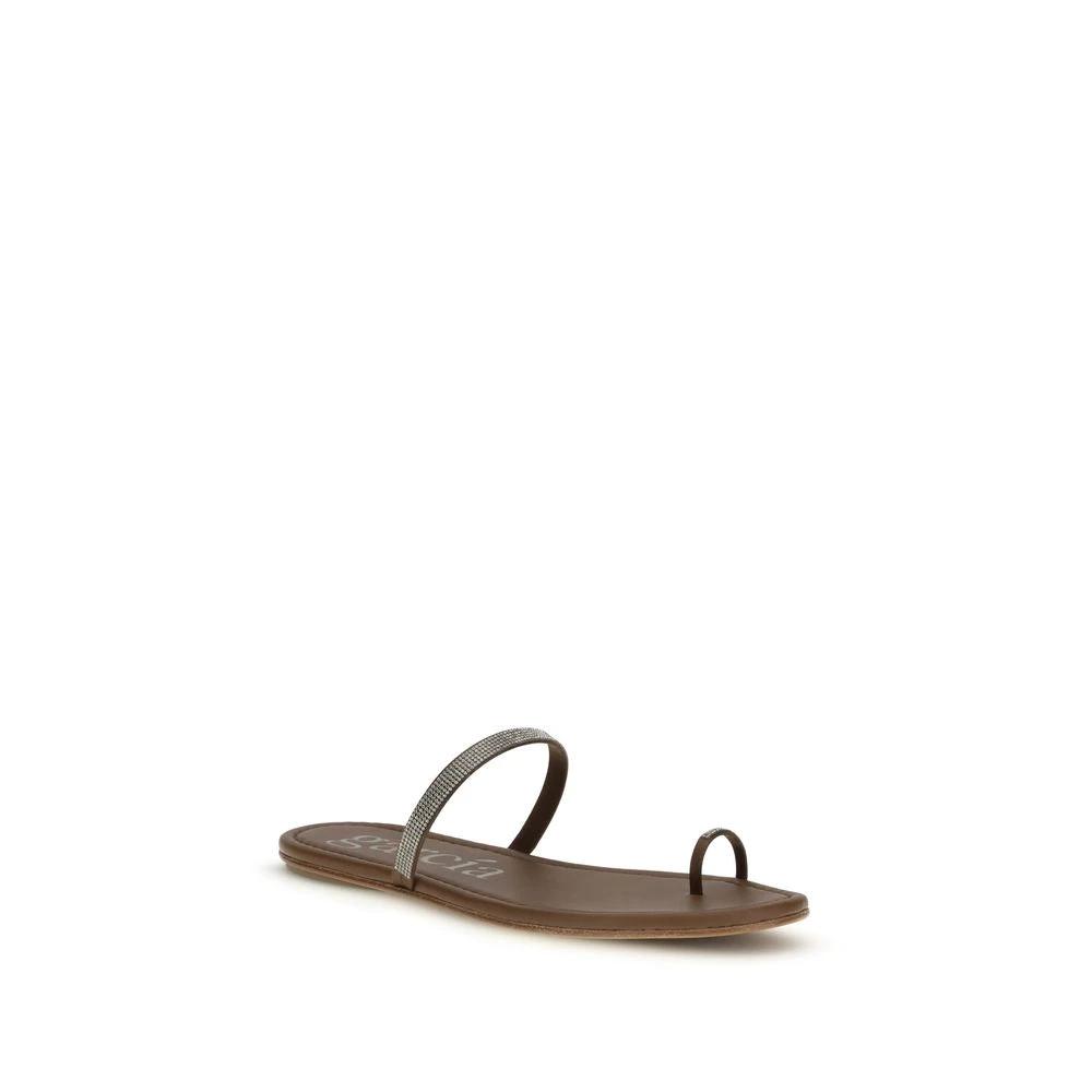 Pedro García Brown Silk Sandals