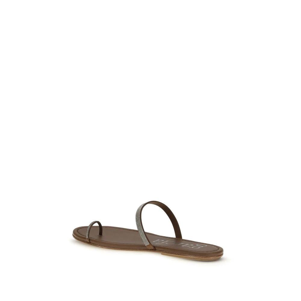 Pedro García Brown Silk Sandals