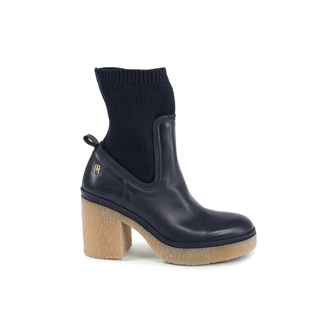 Tommy Hilfiger Blue Leather Ankle Boots by Tommy Hilfiger