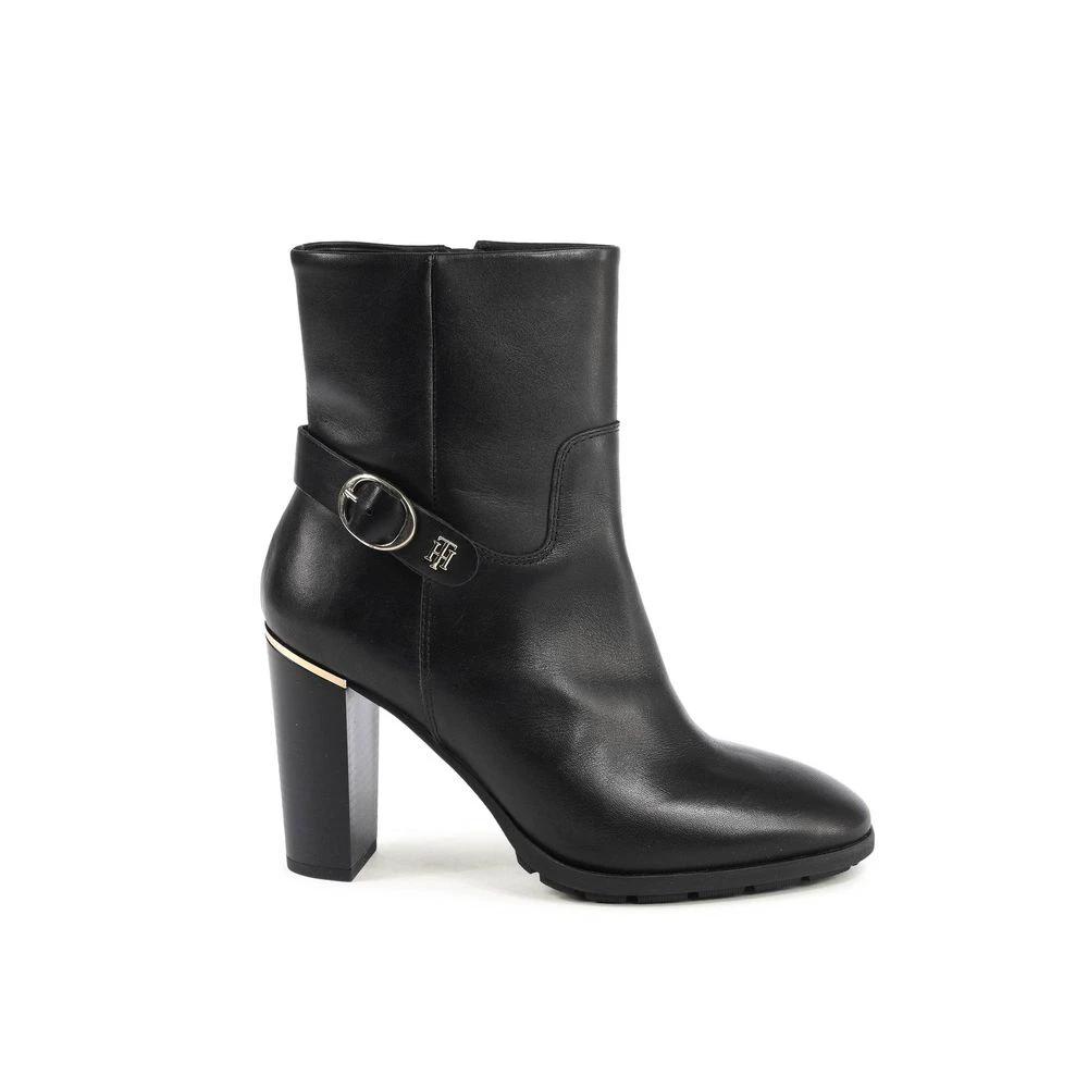 Tommy Hilfiger Black Leather Ankle Boots by Tommy Hilfiger