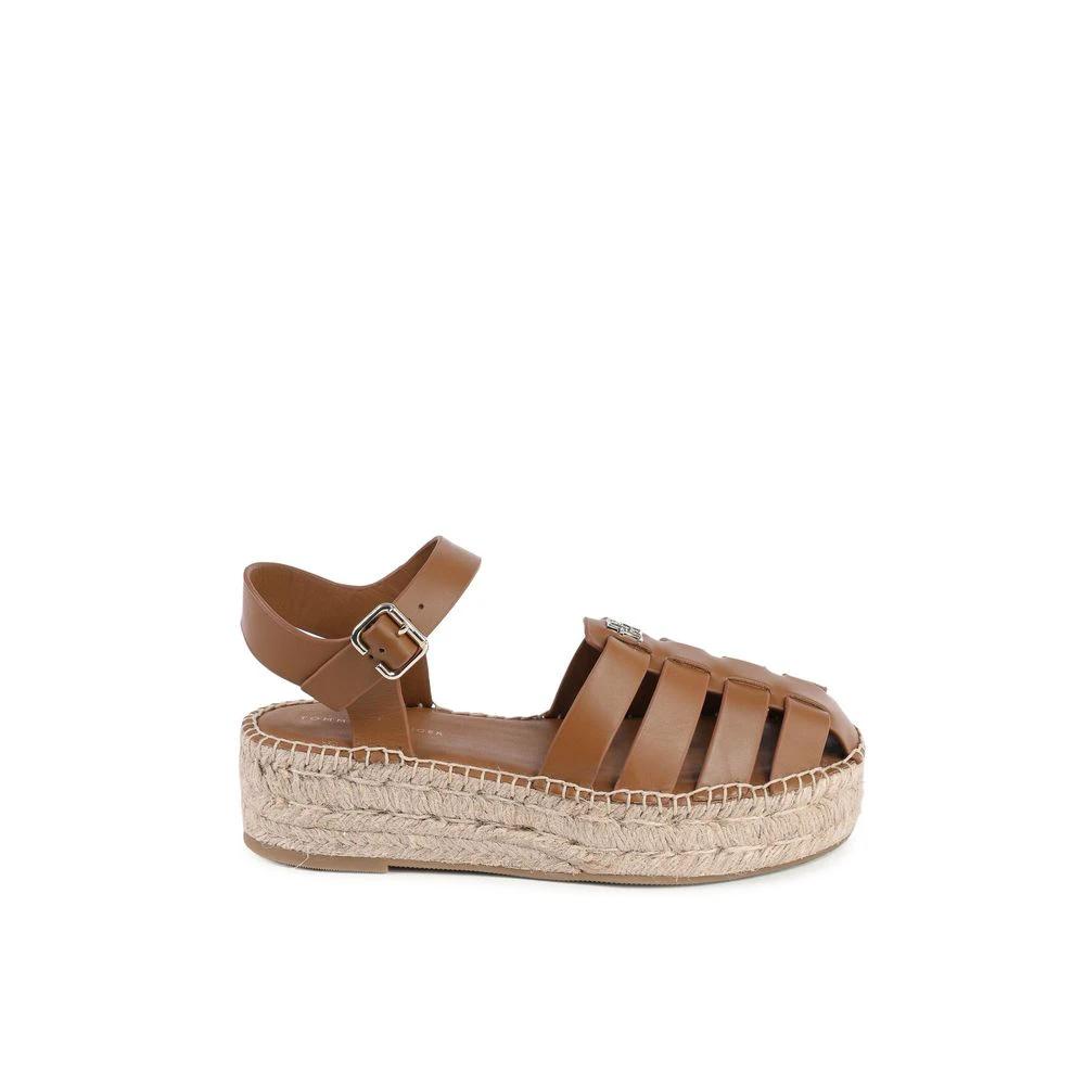 Tommy Hilfiger Brown Leather Platform Sandals by Tommy Hilfiger