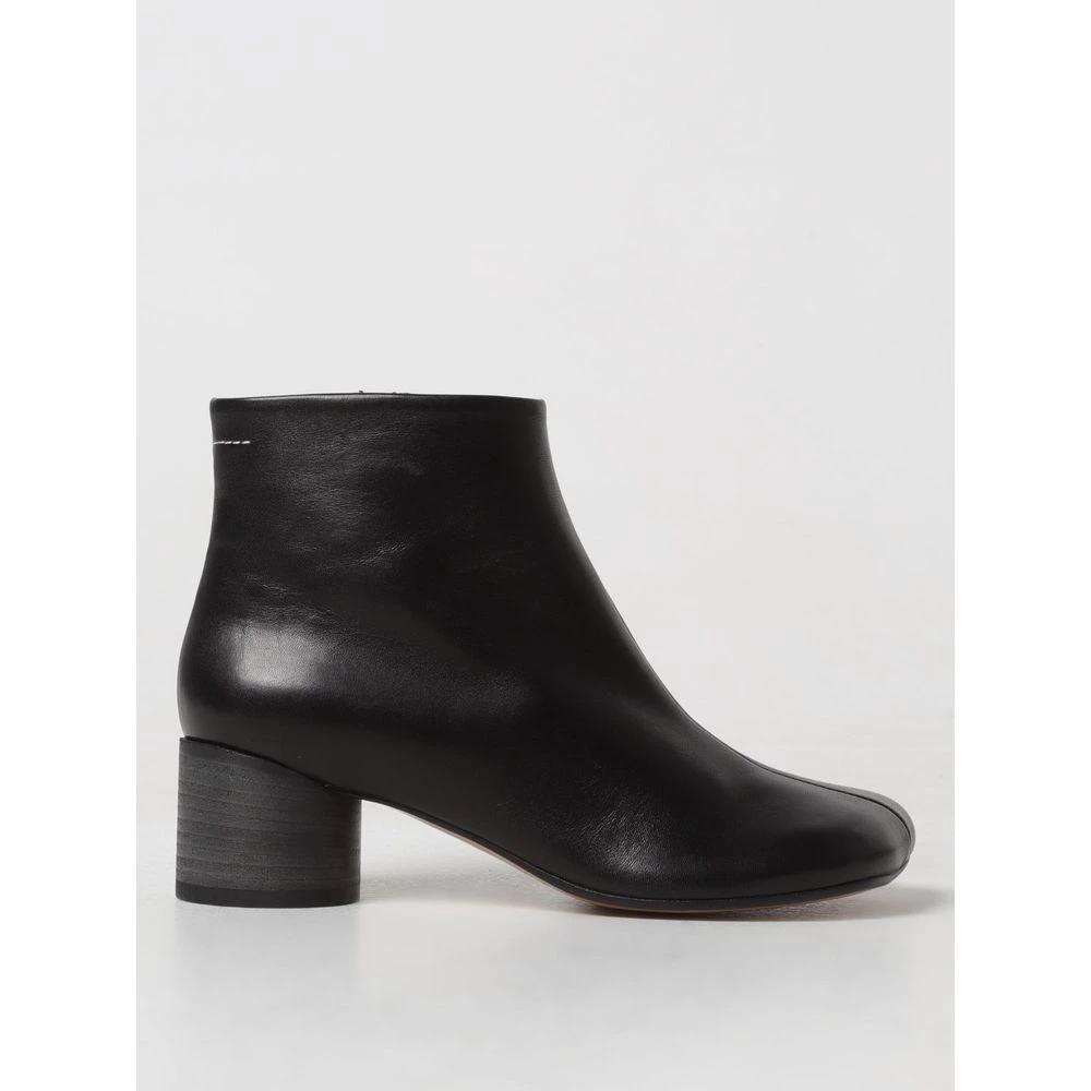 MM6 Maison Margiela Black Leather Ankle Boots