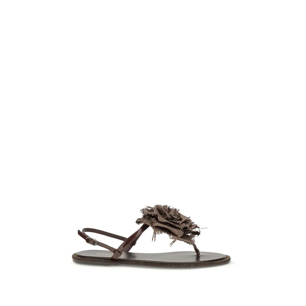 LE SILLA Brown Calf Leather Bos Taurus Flat Sandals by LE SILLA