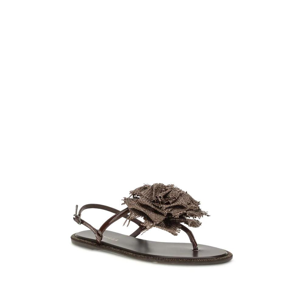 LE SILLA Brown Calf Leather Bos Taurus Flat Sandals by LE SILLA