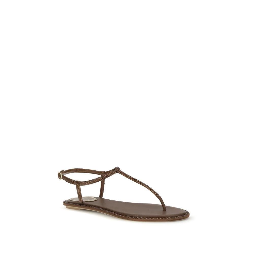 RENE CAOVILLA Brown Satin Sandals
