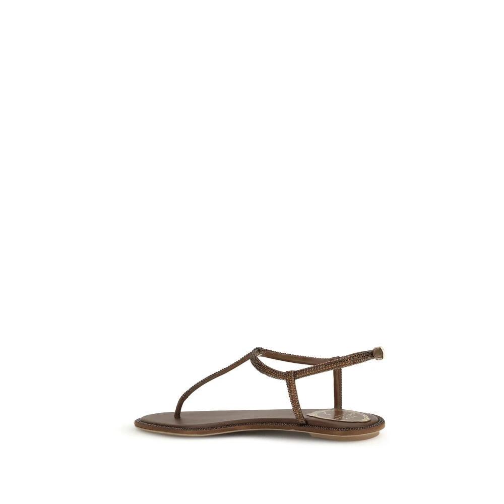 RENE CAOVILLA Brown Satin Sandals