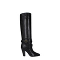 Bottes à talons hauts en cuir noir Céline