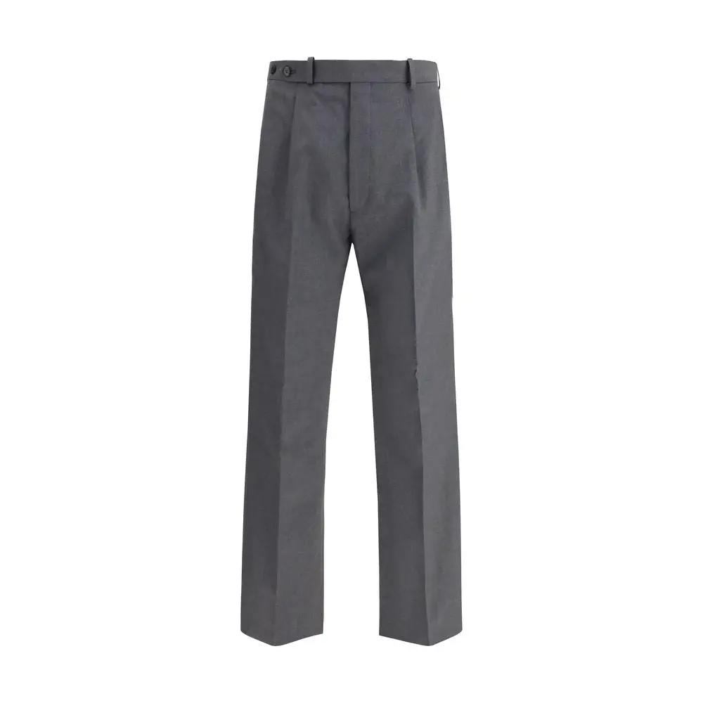 Pantalon habillé en laine polaire grise Prada