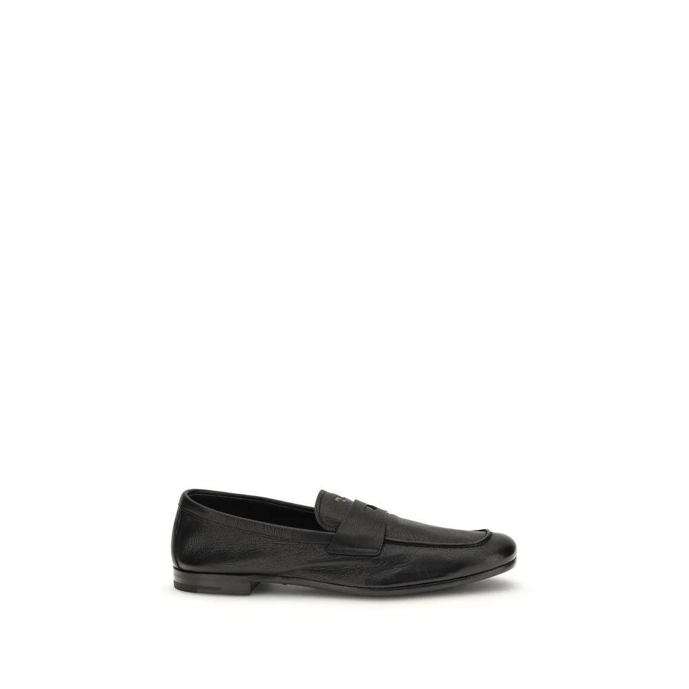 Prada Black Goatskin Slip-On Loafers by Prada
