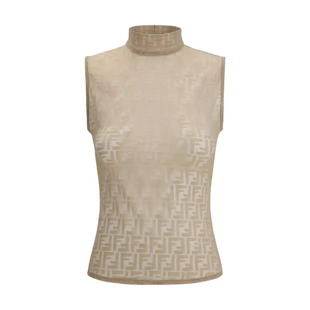 Fendi Multicolor Polyamide Sleeveles T-Shirt