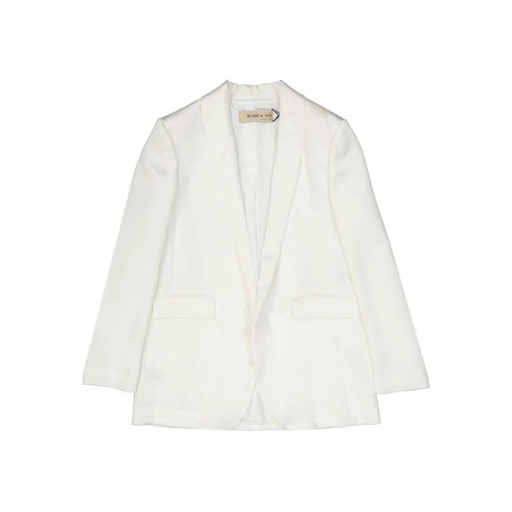 BLANCA VITA White Polyester Jackets And Coat