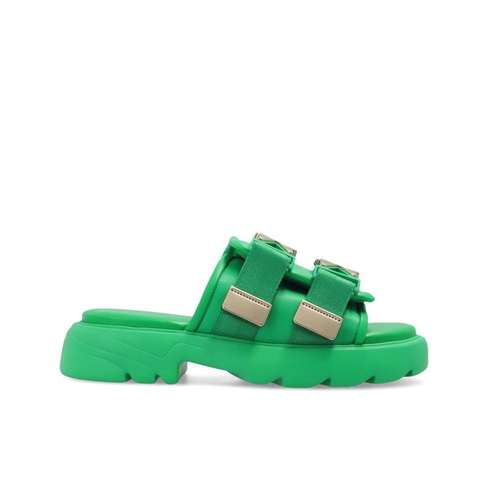 Bottega Veneta Bicolor Nylon Slides by Bottega Veneta