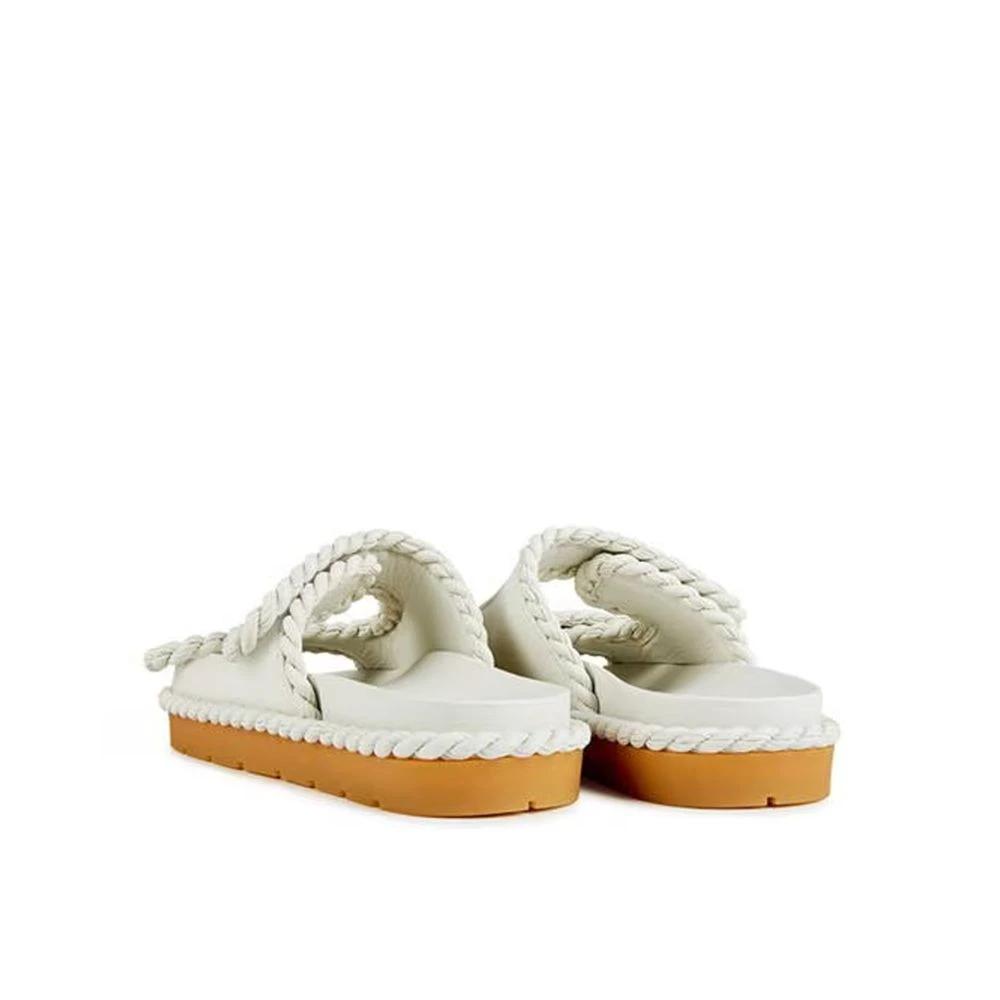 Bottega Veneta White Lamb Leather Sandals by Bottega Veneta