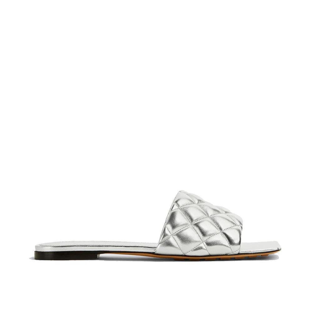 Bottega Veneta Silver Calfskin Sandals by Bottega Veneta