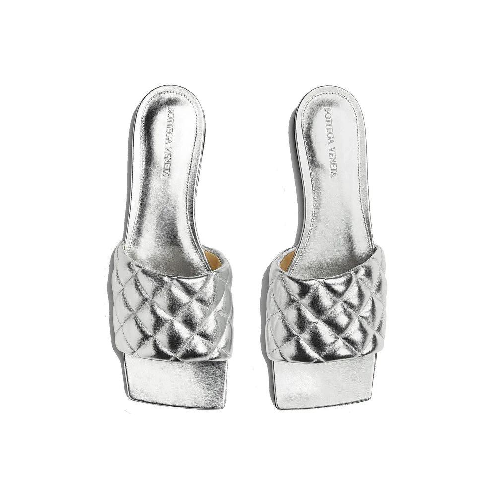 Bottega Veneta Silver Calfskin Sandals by Bottega Veneta