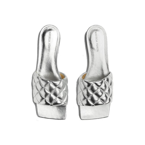 Bottega Veneta Silver Calfskin Sandals by Bottega Veneta