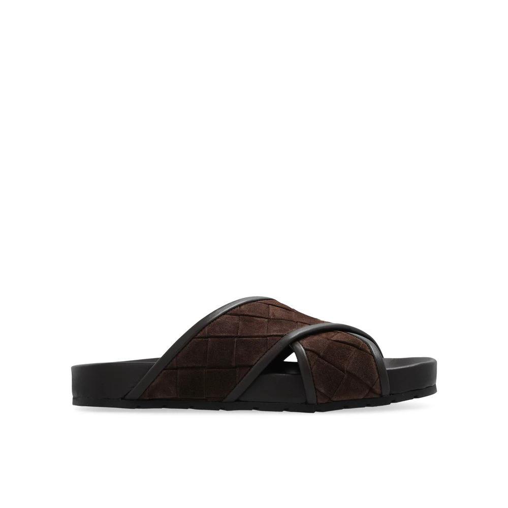 Bottega Veneta Brown Lamb Leather Sandals by Bottega Veneta
