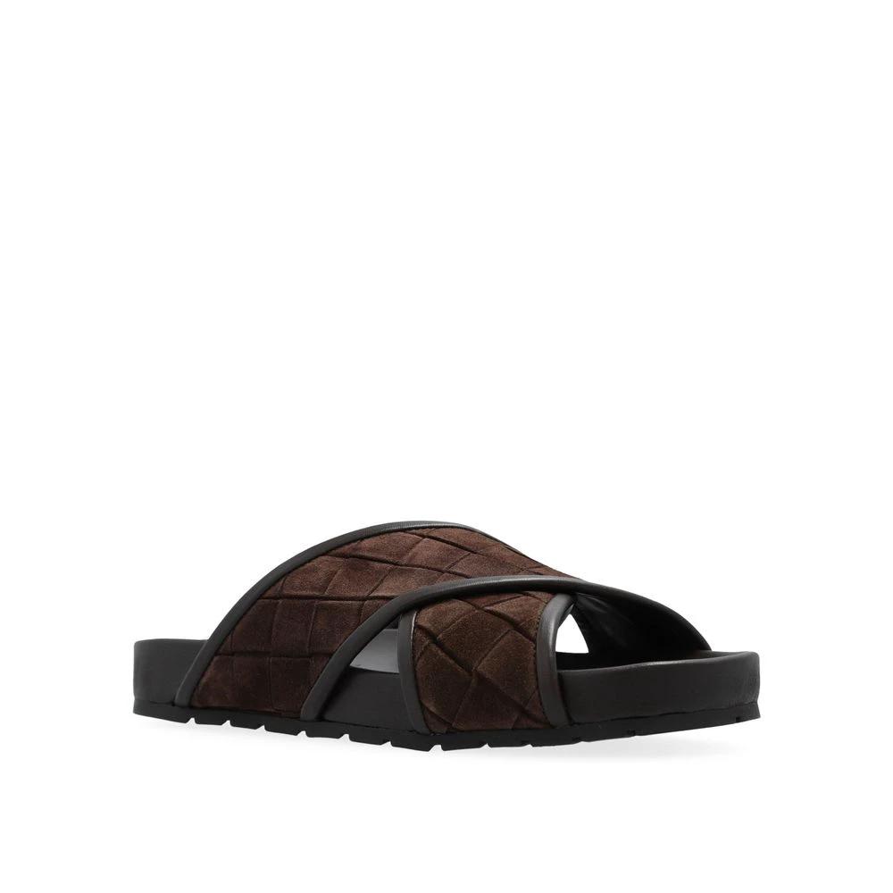 Bottega Veneta Brown Lamb Leather Sandals by Bottega Veneta