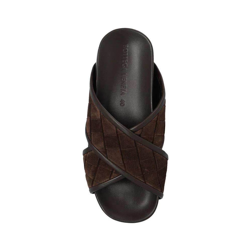 Bottega Veneta Brown Lamb Leather Sandals by Bottega Veneta