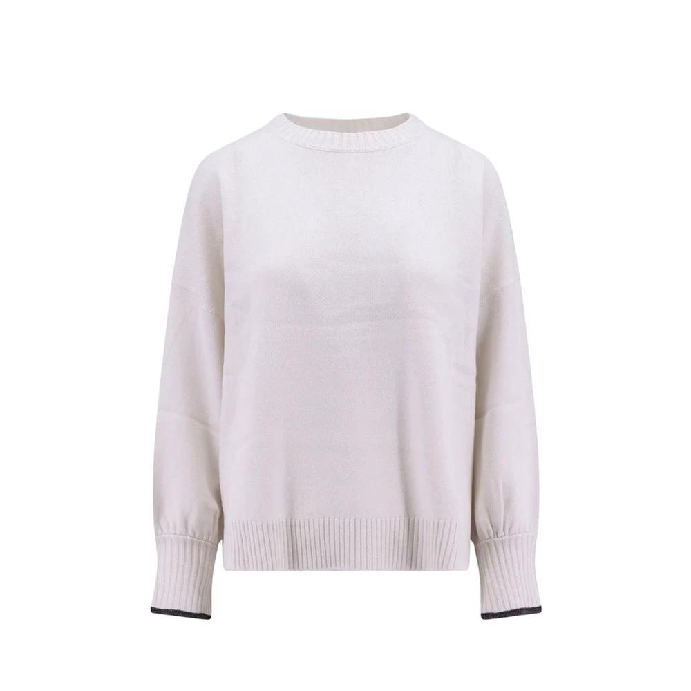 Brunello Cucinelli White Cashmere Cashmere Sweater by Brunello Cucinelli