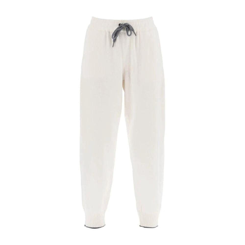 Brunello Cucinelli White Cashmere Athletic Pants by Brunello Cucinelli