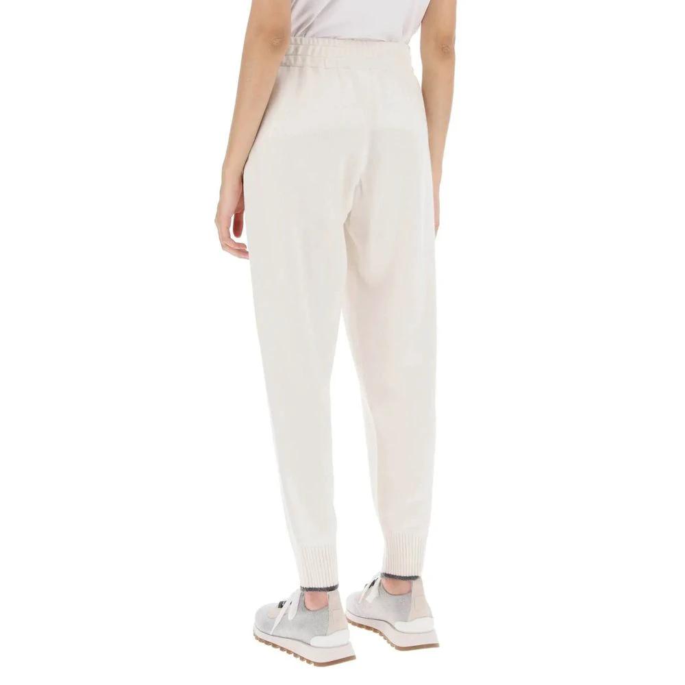Brunello Cucinelli White Cashmere Athletic Pants by Brunello Cucinelli